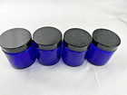 Lot 4 Cobalt Blue Glass Jars 3  W  Lids   Seal - Unused - Crafts - Gifts