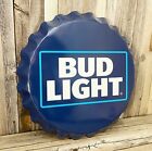 Bud Light Beer Bottle Cap Blue 18  Metal Aluminum Sign Garage Bar Budweiser New