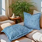 Dusty Blue Chenille Set Of 2 Throw Pillow Cover Modern Accent Living Room Decor