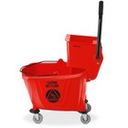 33 Quart Commercial Mop Bucket With Side Press Wringer  Red