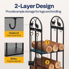 3ft 2-tier Firewood Storage Log Rack Wrought Iron Fireplace Wood Holder Stacker