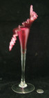 Antique Hand Blown Cranberry To Clear Jack In The Pulpet Vase