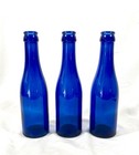 Vintage Set Of 3 Small Empty Cobalt Blue Water Bottles 8    Tall