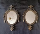 Vintage Set 2  Wall Mirror 6 5  X 4  Brass Filigree Frame Ornate Hanging Italy 