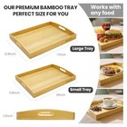 Set Of 2 Bamboo Serving Trays With Handles  Wooden Breakfast Trays