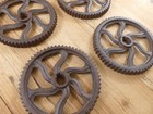 4 Cast Iron Sprocket Wheel Gear Pulley Steampunk 6  Industrial Rustic Decor