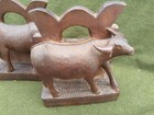 Old Vintage Hand Carved Wood Wooden Carvings Water Buffalo Set Pair Of Bookends