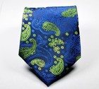 Classic New Paisley Dark Blue Green Blue Jacquard Woven Silk Men s Tie Necktie