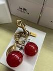Cherry Bag Charm Keychain -coach Glitter Resin Metal Brass Red Apple Gifts Nib