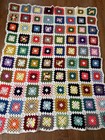 Vintage Granny Square Crochet Afghan Blanket Throw    Roseanne Style 53    X 71   