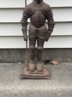 Antique Cast Iron Knight Fireplace Tool Holder  30 Inches Tall  Cool Piece 