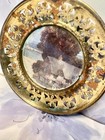Vintage Solid Brass Plate English Landscape Foil Art Scenery Hanging Wall Art