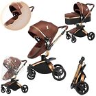 2 In 1 Convertible Baby Stroller Bassinet 360   Rotatable One-click Folding Brown