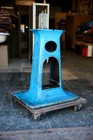 Vintage Cast Iron Machine Base Stand Steampunk Industrial Table Pedestal Blue