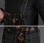 Women Floral Denim Overalls Casual Jumpsuit Jeans Loose Trousers Pants Rompers