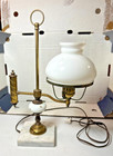 Vintage Student One Arm Desk Lamp Light  Marbled Base 17  Tall