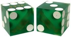 Authentic Las Vegas Casino Craps Dice Pair Green Polished Finish   Storage Pouch