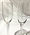 Bride   Groom Toasting Glasses Wedding Champagne 2 Piece Flute Victoria Lyn