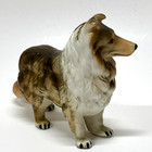 Vintage Standing Collie Dog Long Hair Porcelain Figurine 4  Tall 5  Long