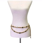 Vtg 80 s St  John Draped Gold Tone Curb Chain Black Enamel Charm Logo Waist Belt