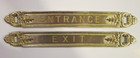 Vintage Antique Brass Entrance   Exit Signs Door Plaques - 25 Ounces - 13 1 2 In