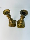 Pair Of Antique 19th Century  Early 1800s Brass Push Up Candlesticks