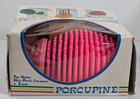 Vtg 80s Hot Pink Porcupine Pen Pencil Holder Organizer Sharpener Eraser Box Nib