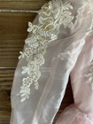 Vintage Nylon Ruffles Pageant Dress Frilly Size 6 Pink Sheer Long Sleeve