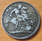 Antique Queen Victoria Silver Crown Coin 1890