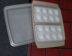 Vintage Tupperware Deviled Egg Keeper Carrier Tray Container Almond  Beige 723-3