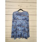 Hotgift Women s Blue Paisley Print Long Sleeve Round Neck Blouse Size 2xl Nwt