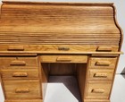Vintage Winners Only Solid Oak Roll-top Desk     Classic And Sturdy With Key