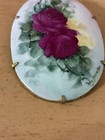 Lovely Antique Hand Painted Rose Pin Porcelain 2  X 1 1 2    Signed Vintage 