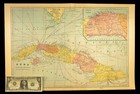 Vintage Cuba Map Wall Art Large Old Original Havana Santiago De Cuba Antique