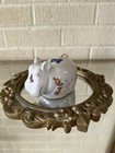 Vintage Rosenthal Netter Porcelain Hippo Pomander Flowers   Butterflies Taiwan