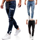 Men s Casual Denim Jogger Pants Sweatpant Elastic Waist Trousers Skinny Fit Jean
