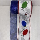 Christmas Wired Ribbon Royal Blue 1 75    And Glittery Light Bulbs 3 5    X 21ft  Ea