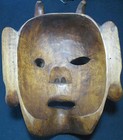 Japanese Wood Vintage Oni Demon Mask Hand Carved Noh Kyogen Theater