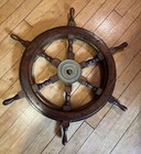 Wheel Decor Wood With Brass Inlay Antique Ship Vintage Ship Boat Wall 24 
