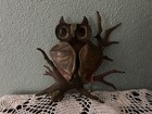 Vintage Mid Century 2 Piece Owl Metal Wall Art 3d