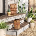 Open Weave Battery solar Led Outdoor Small Lantern Beige - Threshold