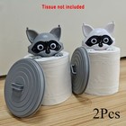 Cute Raccoon Toilet Paper Holder Set - 3d Printed Animal Tissue Cover For Quirky