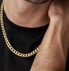 18k Gold Plated 7mm Cuban Flat Curb Link Chain Necklace 22  For Men Women
