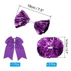 2pcs Cheerleading Pom Poms With Baton Handle And 2pcs Large Hair Bow Purple