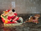 Vtg 1970 Usa Christmas Empire Santa Two Reindeer  Sleigh 24    Tabletop Blow Mold
