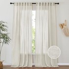  Linen Curtains 96 Inches Long - 2 Panels Flax 52 w X 96 l  pack Of 2  Natural