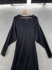 Karen Millen Dress Women Medium Black Knit Sweater Dolman Slit Long Bodycon Maxi