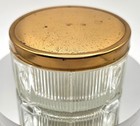 Vintage Art Deco Glass Jar Brass Lid Tulip Flower Detail Vanity Powder 3 5 In