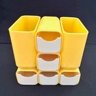 Vtg Hof Style Yellow Modular Plastic Desk Organizer 5 Storage Drawers - Unmarked