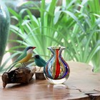 C   D oro 17407 Murano Style Hand Blown Glass Vase Colored Canes Boho Decor